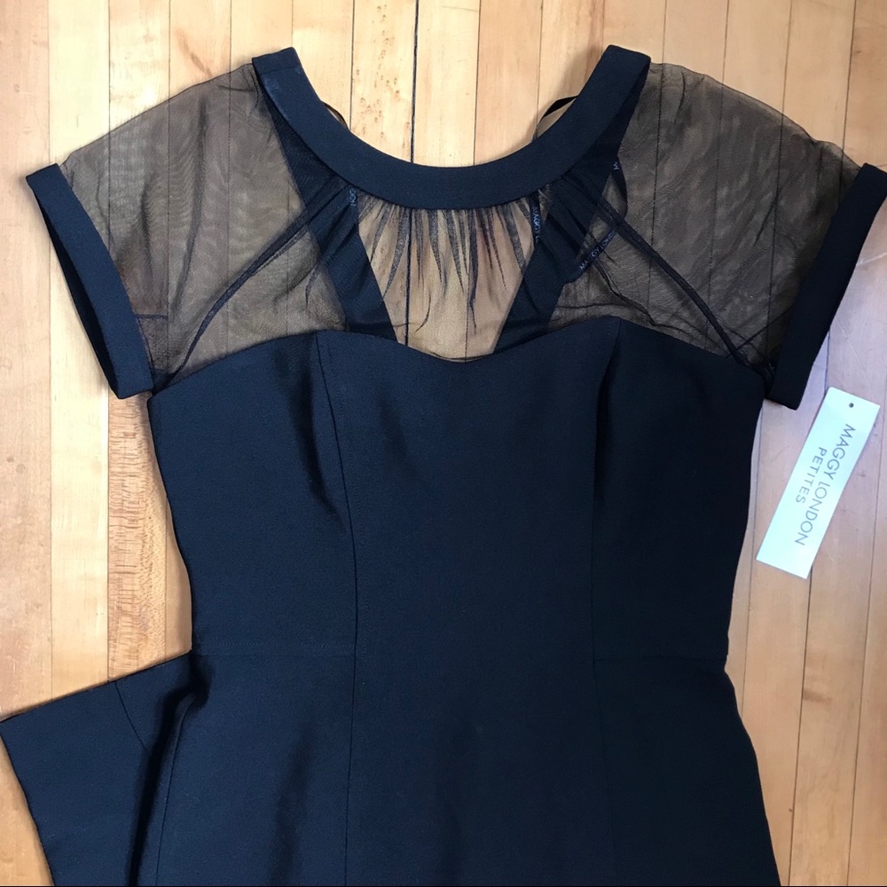 NWT Maggy London Illusion Yoke Crepe Sheath Dress
